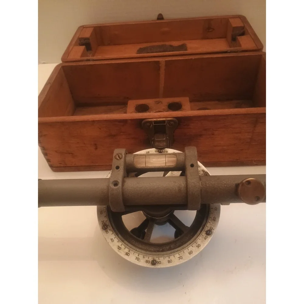 Vintage Transit Level Service Blue Print Co.& Wooden Handle